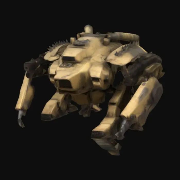 3D model for A unit for an RTS game. A mechanized warrior, transformed from a battle tank. Game ready asset.