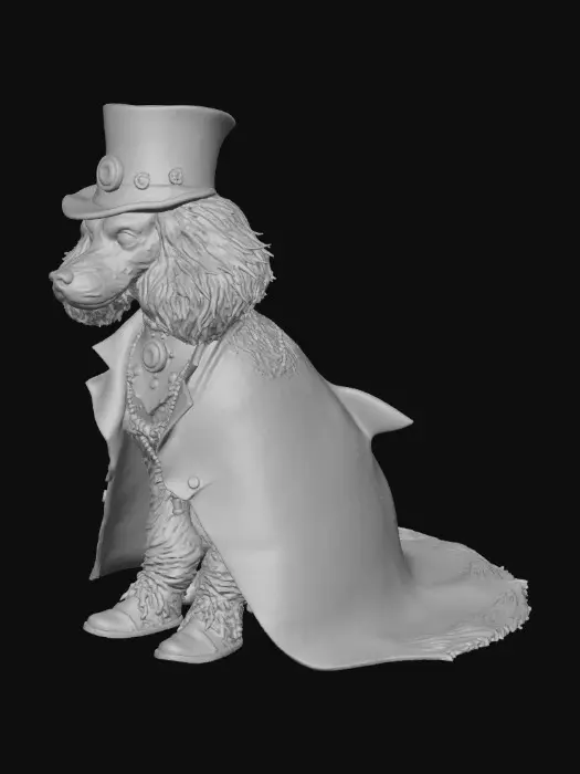 3D model for A steampunk standard poodle sitting with shoes on