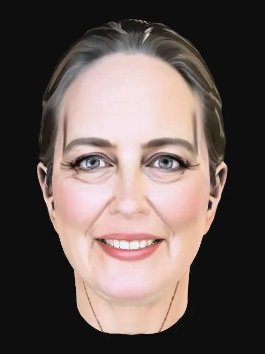 3D model for Smiling Portrait in Red Background