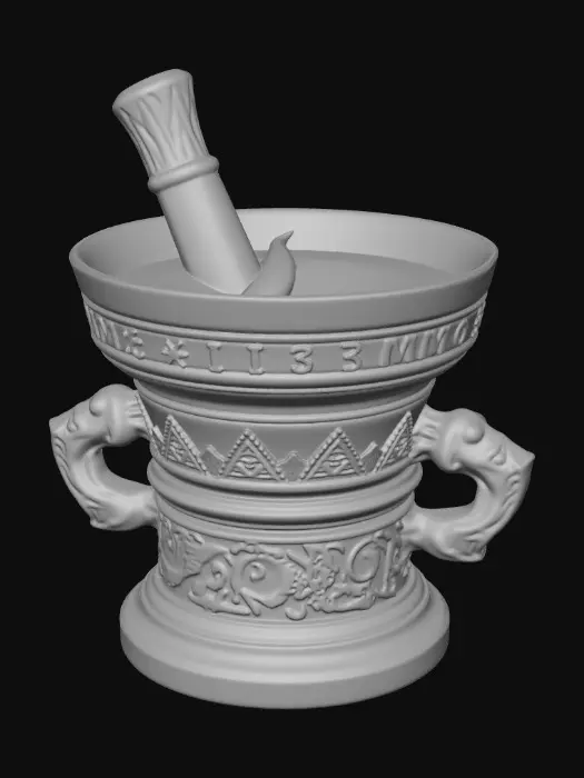 3D model for Ancient Brass Mortar and Pestle