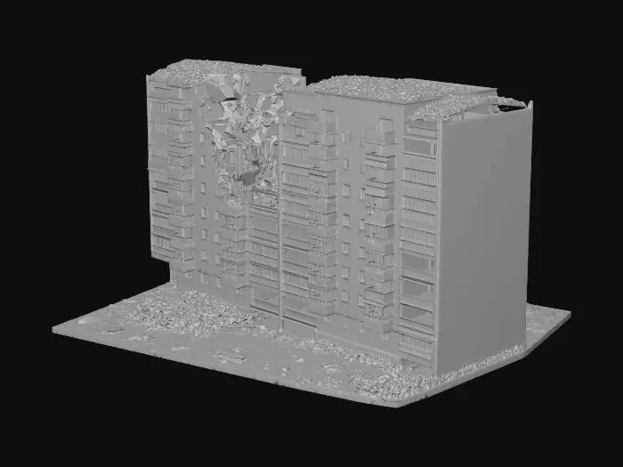 3D model for Ruined Apartment Block