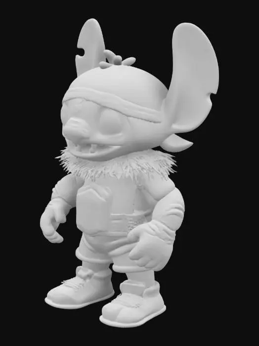 3D model for Smiling Stitch character wearing a Hulk Hogan costume