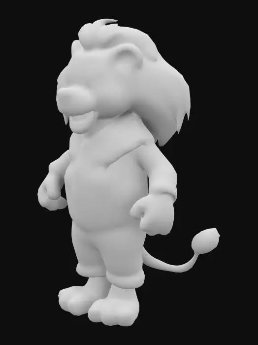 3D model for a 3D character lion king with denim coverall barefoot stylized cartoon
