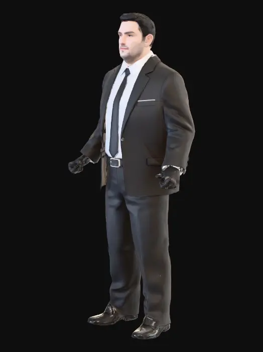 3D model for a modern day middle aged man without a beard or any facial hair, wearing a suit going to his office.
t-pose and importable into blender and unity game engine.