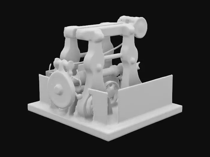 3D model for A trebuchet made of pristine ancient greek granite stone infused with gold marbling, featuring a built in abacus, and pulley system launch mechanism, with steam punk accents, and a sprinkle of cottage core design, cable of launching atomic radioactive methane cows (humanely), and also able to float using hot air baloon technology, It also has a built in fish tank full of piranha for ammunition, LEDs, Realistic, High resolution, Good quality, High definition #ChronoForgeWeapon#, 