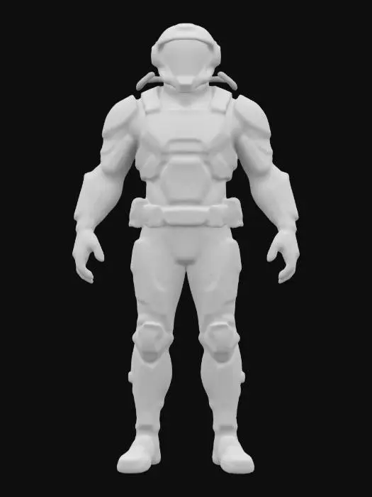 3D model for A male character wearing a lightweight ergonomic exo suit built for deep underwater diving. 
