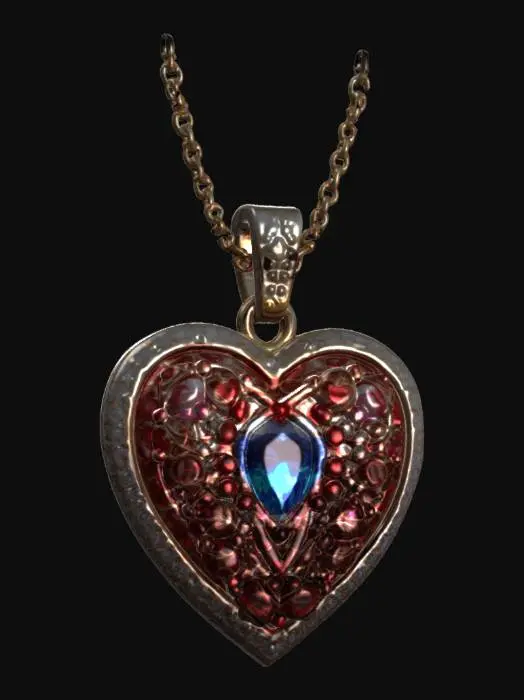 3D model for lovely magnificent heart shaped glorious luxurious ultra rare pendant valentines necklace, ultra realistic, valentine, valentines day, love, #valentine#