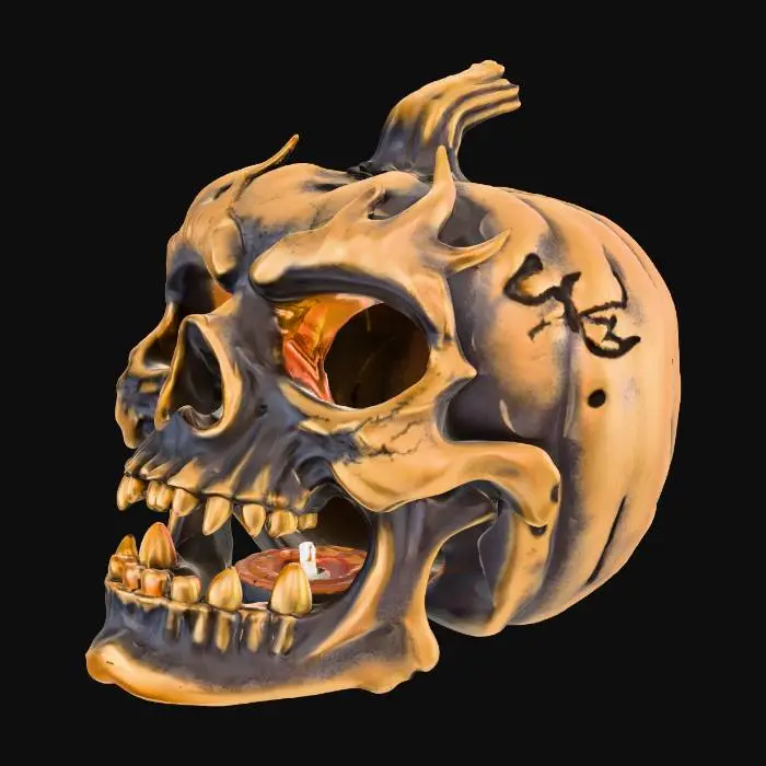 3D model for create a Halloween decoration that starts with a skull with a cavity in the middle for a tealight candle. #Halloween2025#