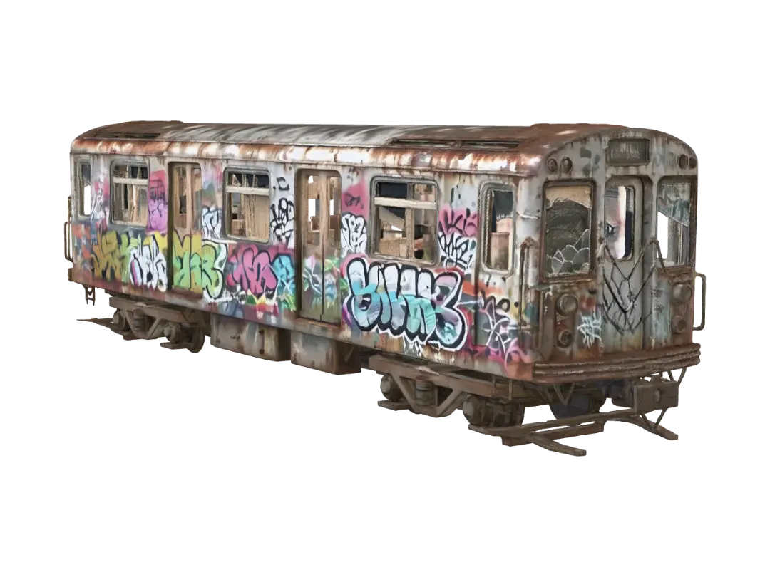 Graffiti Ghost Ruined Subway Car - Urban 的 AI 生成 3D 模型