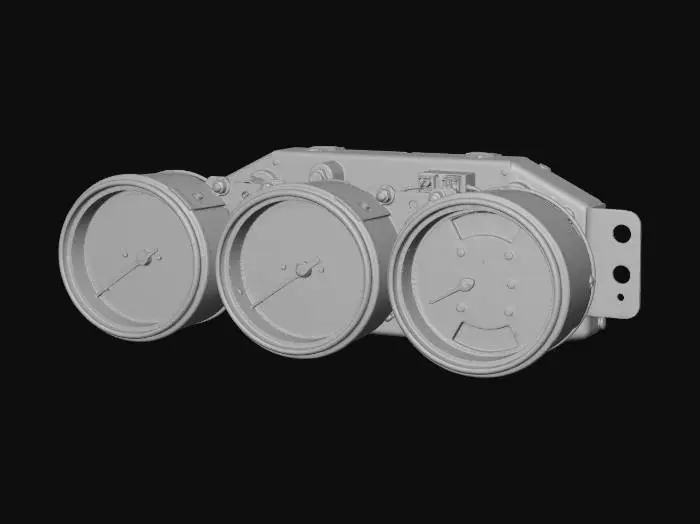 3D model for Triple Gauge Instrument Cluster Vintage for Classic Car
