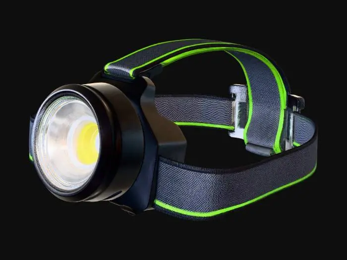 3D model for Gemini said
A hyper-realistic, 8k photoreal product shot of an LED headlamp floating in an infinite white void. To demonstrate its molded fit, The front light housing is constructed from matte-black, precision-milled aluminum, featuring a heavy-duty bezel and a flawless glass lens revealing a massive yellow LED chip. The adjustable headstrap is crafted from thick, high-tension elastic, featuring a microscopic, heavily detailed weave of neon green and slate gray fabric. The strap securely grips connecting to a curved, durable plastic battery pack perfectly contoured to the back of the head. Ultra-bright, diffuse studio lighting perfectly highlights the metallic sheen and fabric text