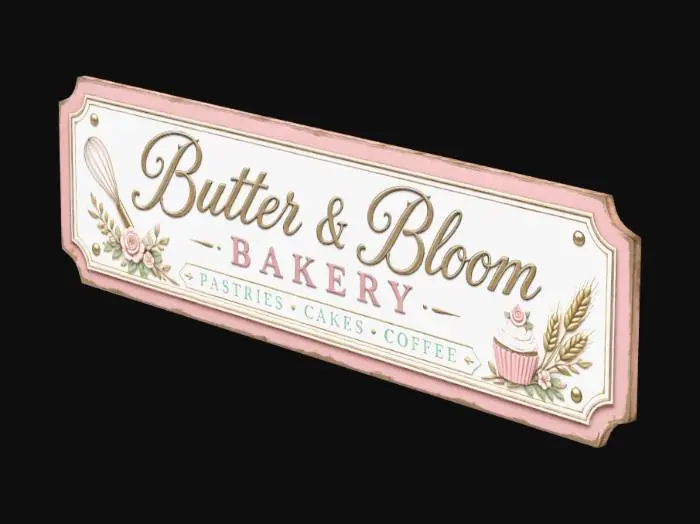 3D model for Butter & Bloom Bakery Sign