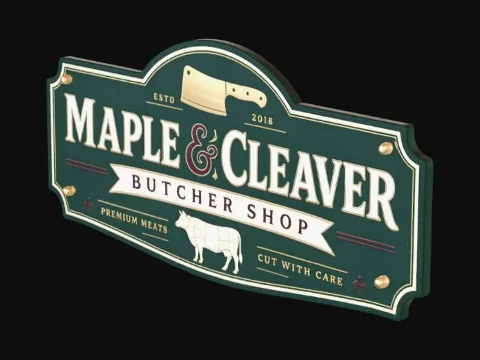3D model for Maple & Cleaver Butcher Shop Sign