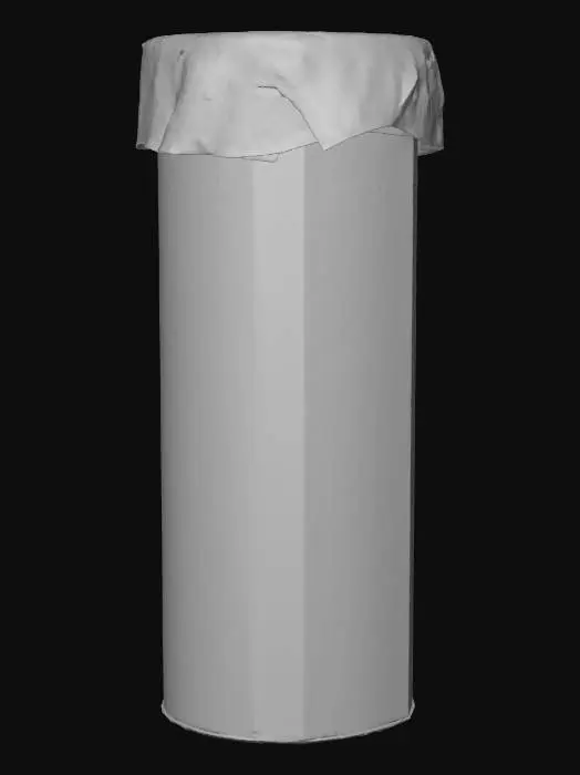 3D model for Hyper-realistic table salt container (cylindrical paperboard canister or plastic shaker), unbranded. Accurate lid: flip-top pour spout or snap cap with shaker holes; subtle molding seams, tiny scuffs. Body: matte paper label with clean grocery styling—large text “TABLE SALT”, “IODIZED” (optional), net wt, nutrition/ingredients (placeholder), barcode, recycle icons, lot/exp stamp. Front mascot: fun original salt character—cute salt shaker with a smiling face, tiny arms, and a little chef hat, surrounded by small salt crystals; bright but simple vector art. Add realistic wear: label seam overlap, slight wrinkles, crease whitening, light dirt at base, fingerprints, dust specks. PBR-ready: clean UVs, hi-res textures, accurate roughness for paper/plastic, micro-normal for fibers and lid texture