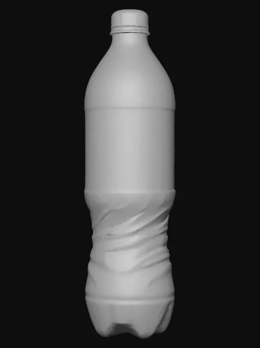 3D model for Hyper-realistic Zephyrhills® Florida Spring Water single-serve bottle (16.9 fl oz / 500 mL; “16 oz” size). Clear PET bottle with faceted shoulders, ribbed grip rings, slight waist pinch, petaloid base. Blue tamper-evident cap + ring. Thin clear/printed wrap label: crisp ZEPHYRHILLS logo, blue/green palette, spring imagery, “100% Natural Spring Water / Florida Spring Water”, volume text, barcode, recycling symbols, fine microtext + lot/exp inkjet stamp. Add subtle condensation droplets, light scuffs, micro-scratches, label seam overlap + slight wrinkles. PBR-ready: clean UVs, high-res textures, accurate roughness/transmission. Avoid low-poly, blurry label text, wrong colors, props/hands, background scene. Negative: cartoon, low-res, warped geometry, watermarks.