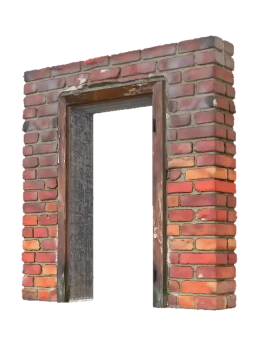 4x4 Brick Wall Doorframe - Architectural 3D model, vytvořený pomocí AI