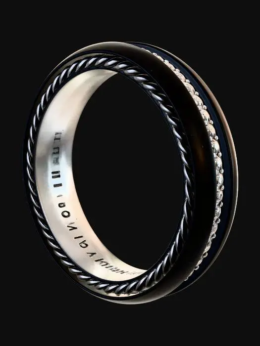 3D model for Streamline® Band Ring | Black Titanium with Diamonds, 6mm