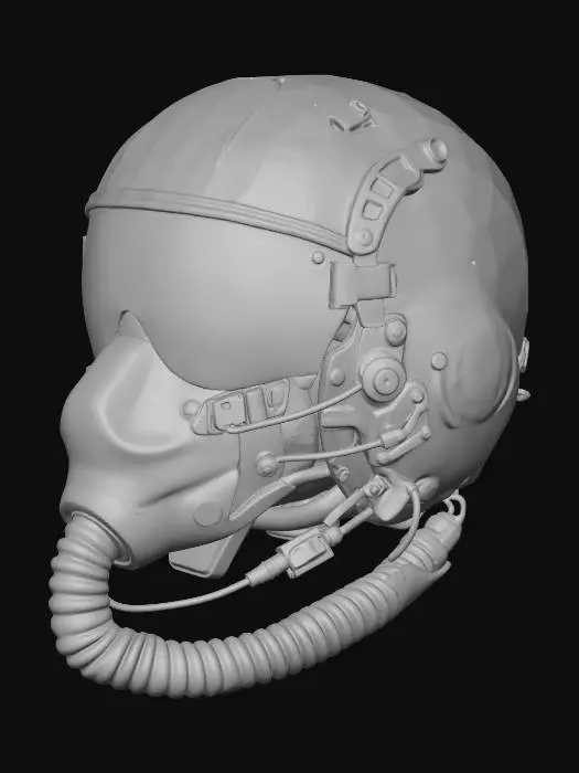 3D model for Pilot Flight Helmet with Oxygen Mask