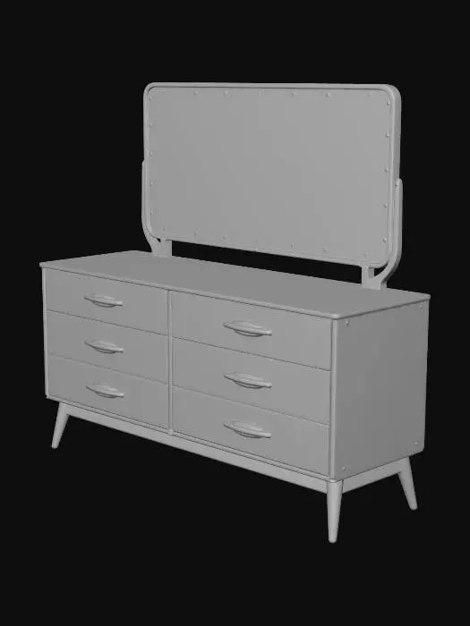 3D model for Mid-Century Dresser with Mirror
