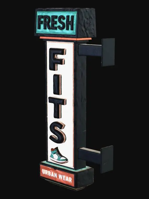3D model for Fresh Fits Urban Wear Sign