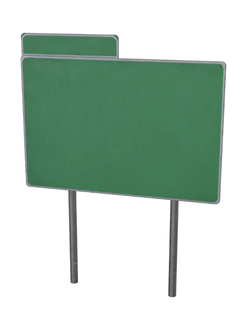 Blank Green Road Sign 3D model, vytvořený pomocí AI