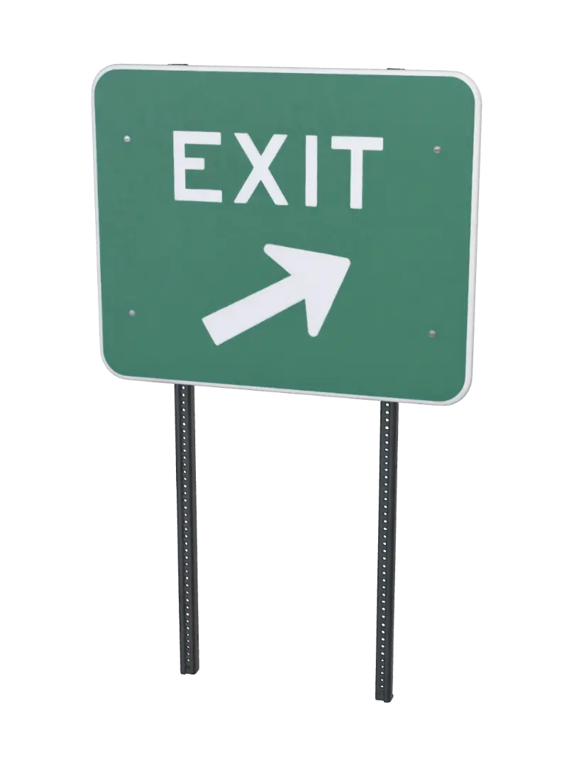 Exit Sign with Arrow 3D model, vytvořený pomocí AI