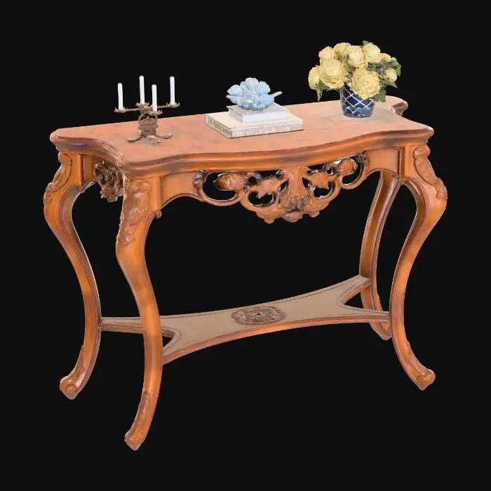 3D model for Ornate Wood Table W/ Decor