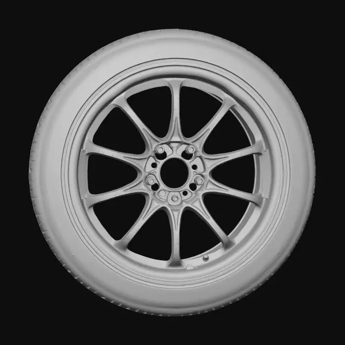 3D model for Volk Racing Wheels ZE40 Style 18 inch Bronze Rims wrapper in stretched Toyo Tire