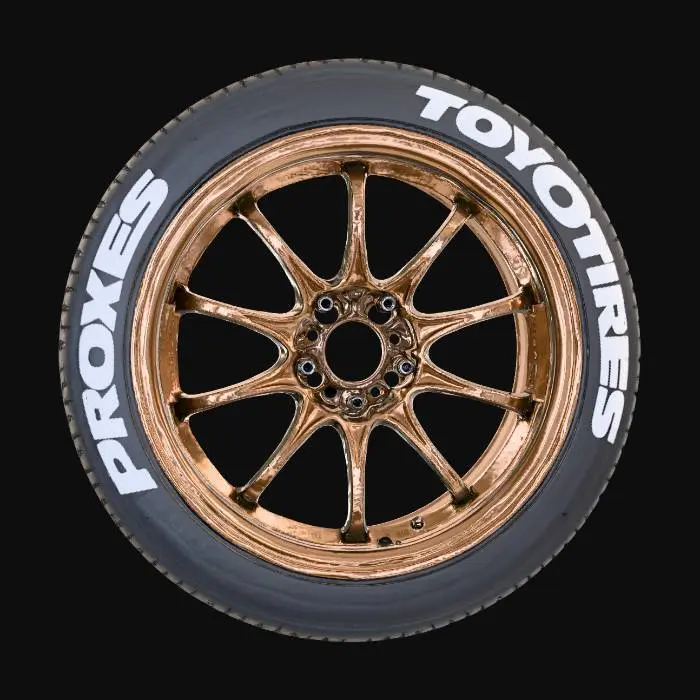 3D model for Volk Racing Wheels ZE40 Style 18 inch Bronze Rims wrapper in stretched Toyo Tire