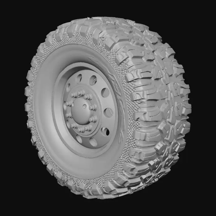 3D model for 4.6x2.2" Canyon RT Tires on Big Rig 2.2" Black Chrome Wheels with Center Caps