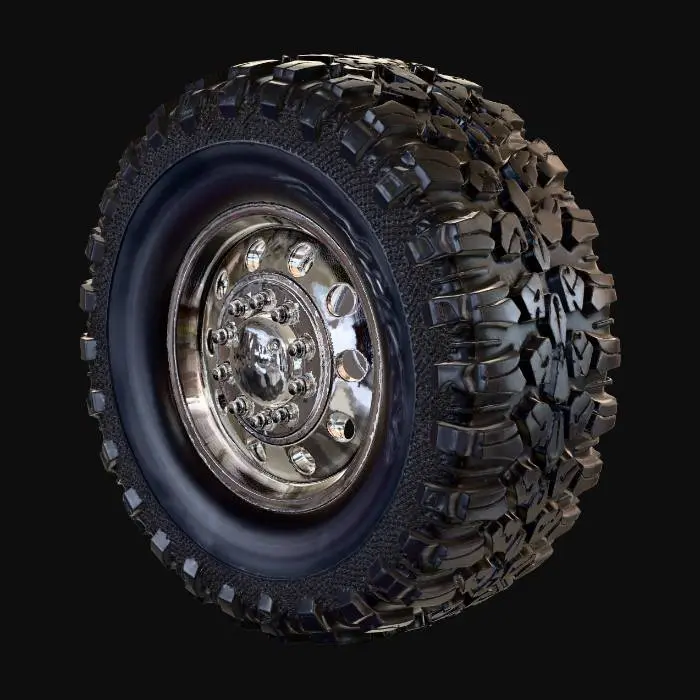 3D model for 4.6x2.2" Canyon RT Tires on Big Rig 2.2" Black Chrome Wheels with Center Caps