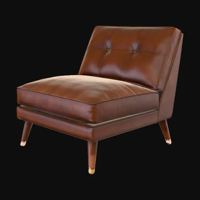 3D model for Mid-Century Brown Leather Lounge Chair