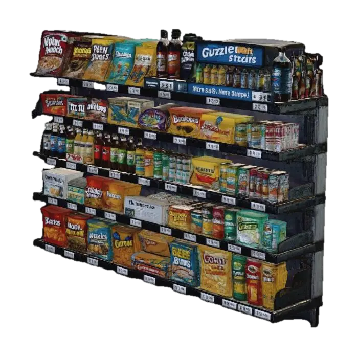 โมเดล 3D ของ Gas Station Snack Aisle Display สร้างโดย AI
