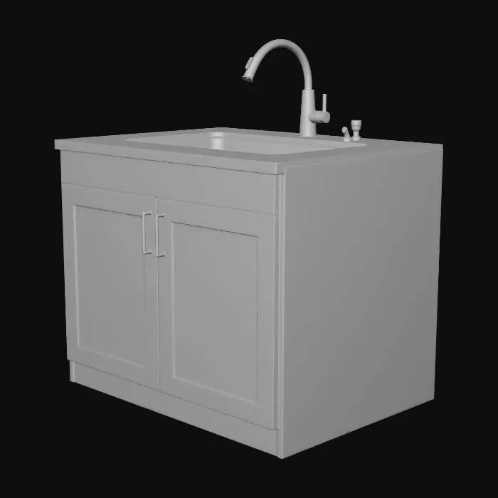 3D model for Gray Granite Kitchen Sink Cabinet