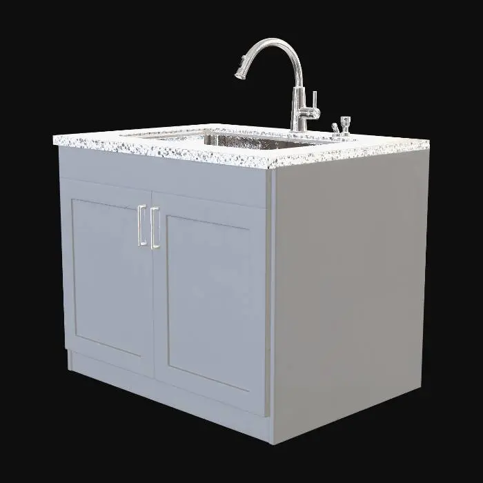 3D model for Gray Granite Kitchen Sink Cabinet