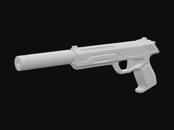 3D model for A futuristic pistol with silencer