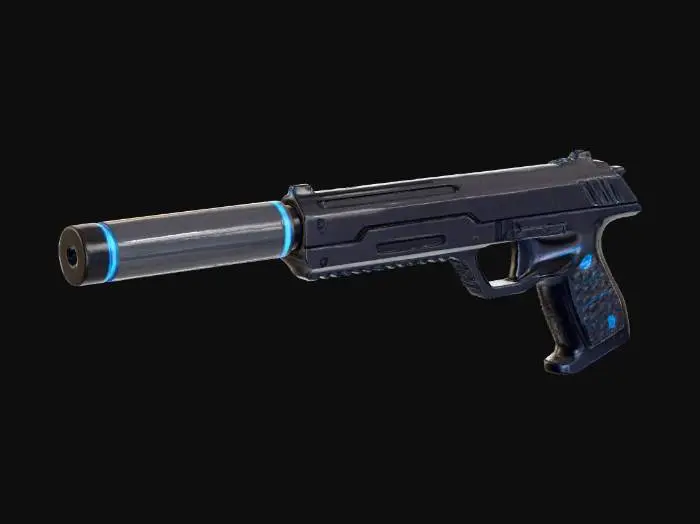 3D model for A futuristic pistol with silencer