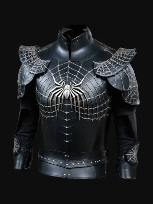 3D model for Fantasy chest armor from black leather with spiderweb decorations