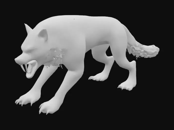 3D model for a rabid dire wolf with green fel paws and mane