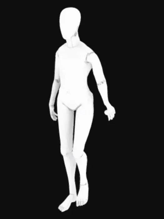 3D model for A humanoid figure base template with hands at sides