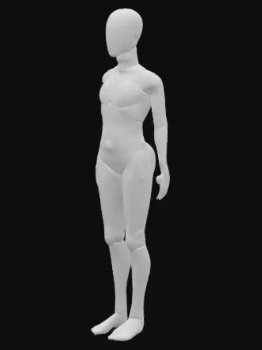 3D model for A humanoid figure base template with hands at sides