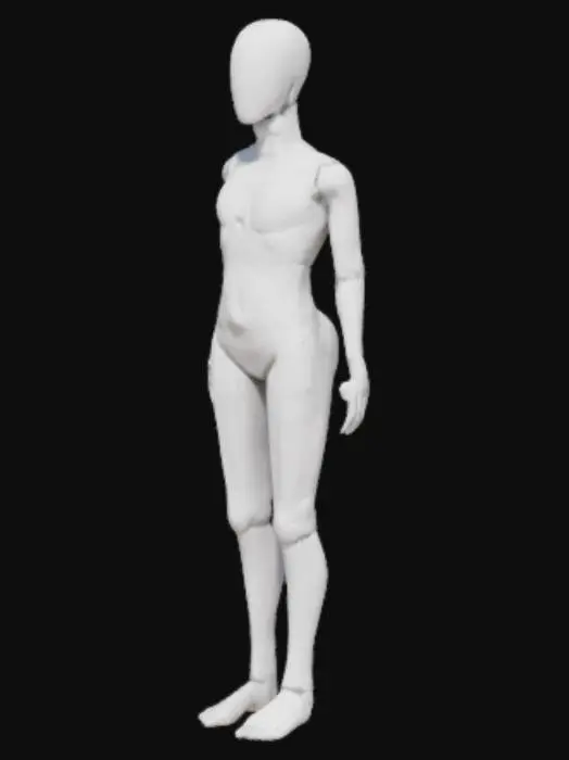 3D model for A humanoid figure base template with hands at sides