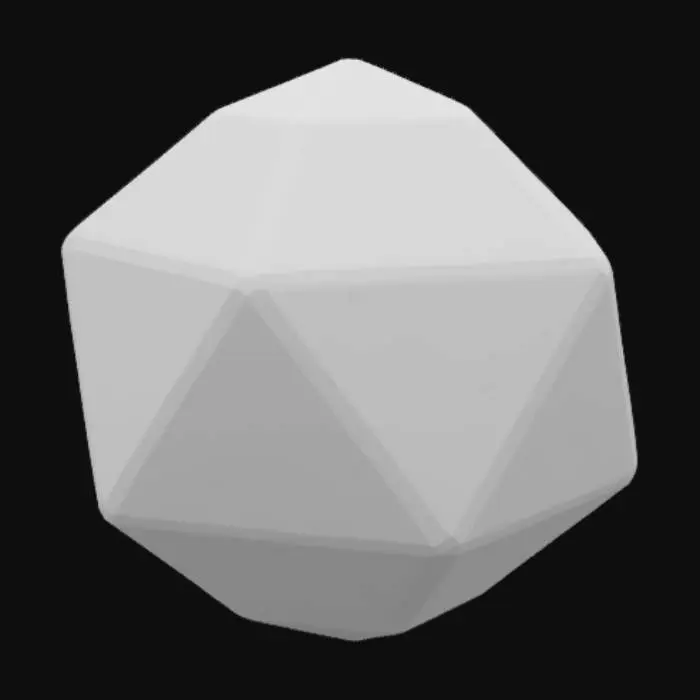 3D model for A red 20 sided die. With a number on each side