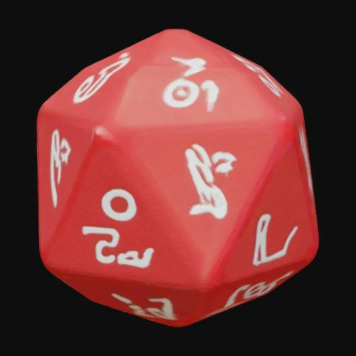 3D model for A red 20 sided die.