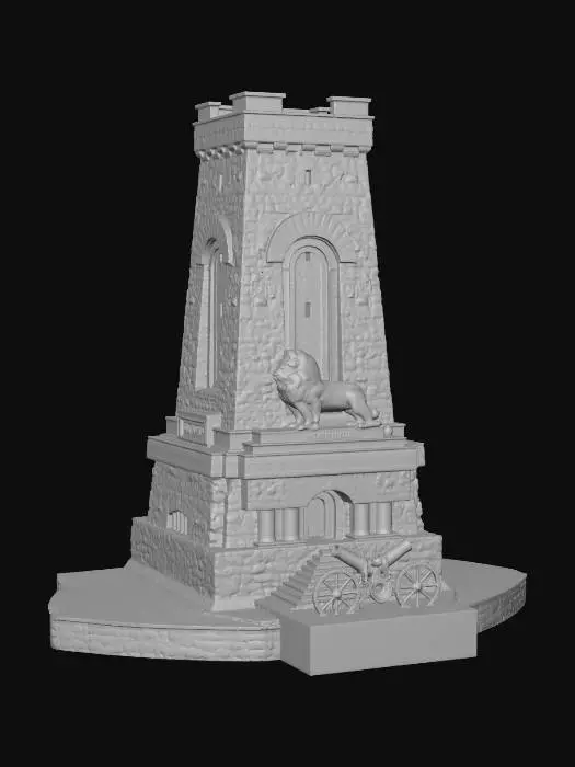 3D model for Stone Tower Monument with Cannon