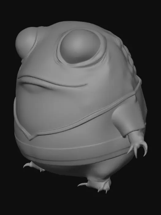 3D model for Chubby Green Alien in a Striped Shirt
