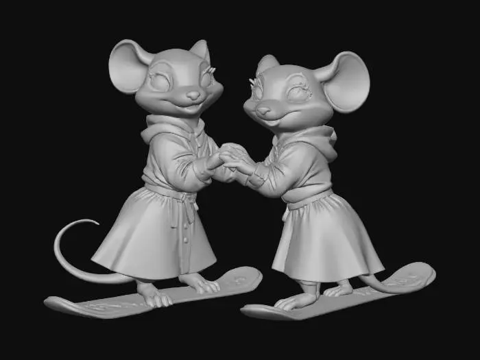 3D model for Moonlit Snowboard Mice, #Christmas2025#