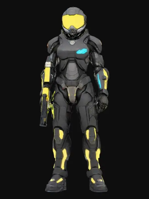 3D model for Солдат корпорации в стилистике Киберпанк в 2050 году.