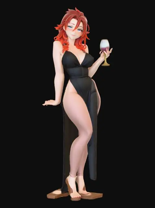 3D model for Red in dress