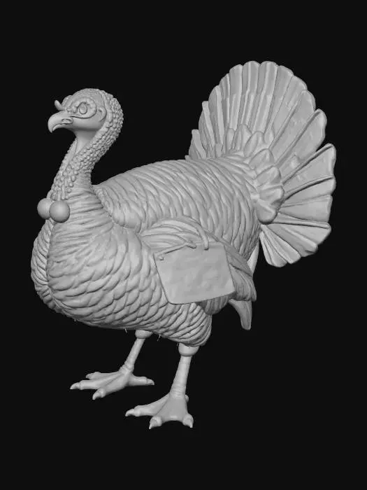 3D model for Hyperrealistic Turkey with the sign on her wing "EAT BEEF". , #Thanksgiving#